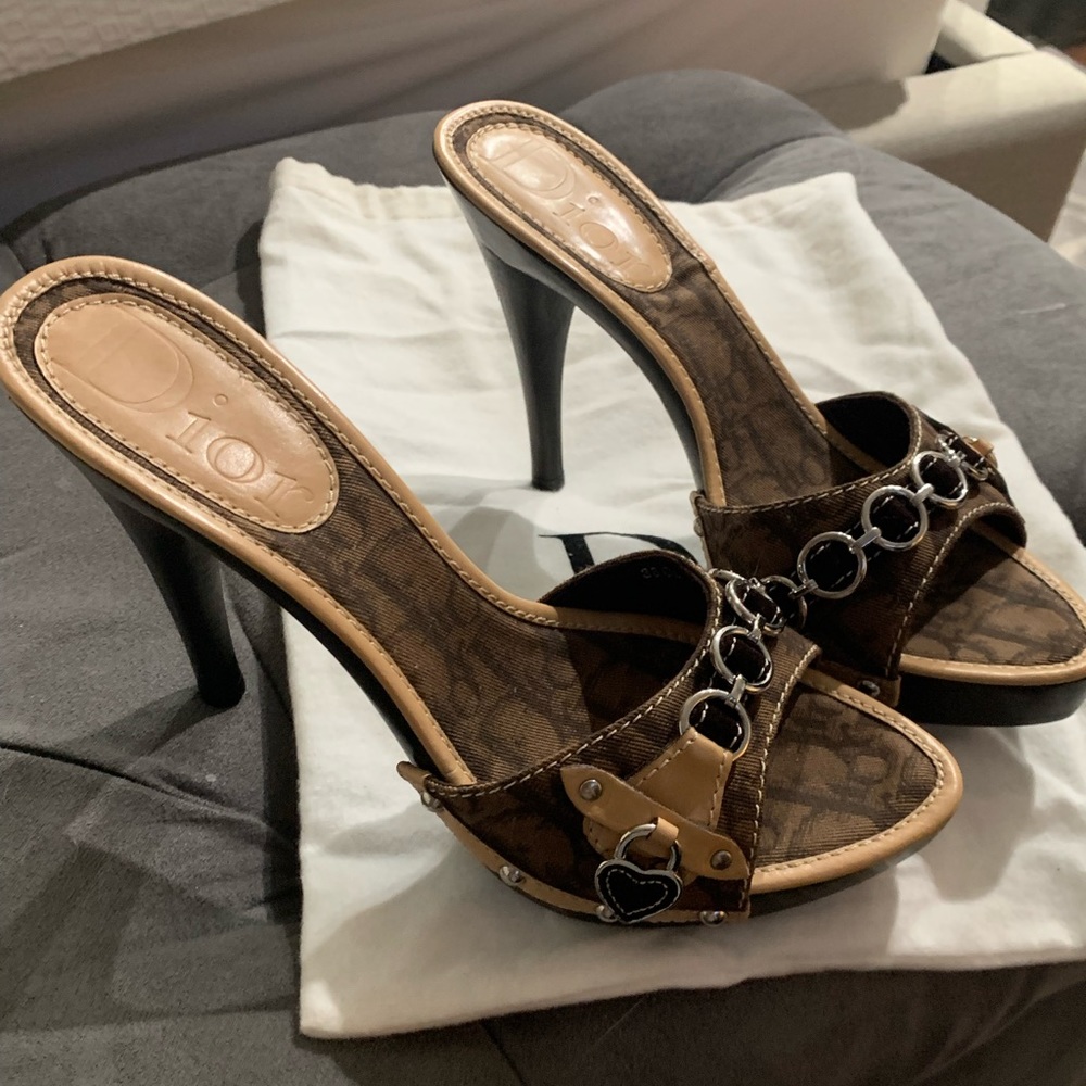 Vintage New in Box Christian Dior Brown Clogs 38 receipt included